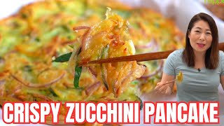 EASY CHEAP amp DELICIOUS CRISPY Korean Zucchini Pancake Recipe ANYONE CAN MAKE THIS 🇰🇷바삭바삭한애호박 부침개 [upl. by Neelyar]