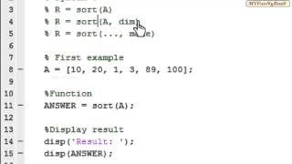 Matlab Function  Sorting Elements of Arraysort [upl. by Arde927]