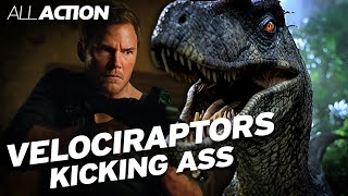 Velociraptors Kicking Ass Jurassic ParkWorld Compilation  All Action [upl. by Yrailih]