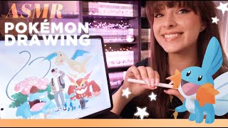 ASMR 🌊 Pokemon Drawing Whispered iPad Sketching Hangout for Relaxation [upl. by Chickie]