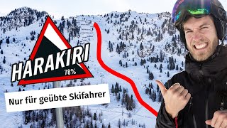 Die steilste Piste im Zillertal Harakiri 78 Gefälle im Skigebiet Mayrhofen mit Insta360 ONE X2 [upl. by Laertnom736]