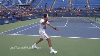 del Potro v Goffin 2016 USO practice 4K [upl. by Cohen]