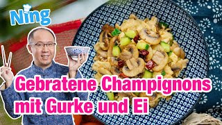 Wenige Zutaten und schnell gemacht Gebratene Champignons mit Gurke und Ei [upl. by Alaik]