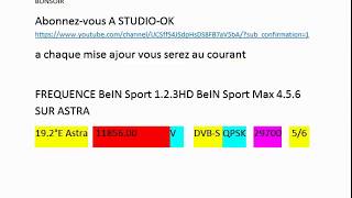 FREQUENCE BeIN Sport 1 2 3HD BeIN Sport Max 4 5 6 SUR ASTRA [upl. by Ymmat]