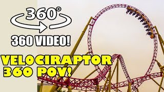 VR 360 Velociraptor AWESOME Launched Roller Coaster 360 Degree POV IMG Worlds Dubai UAE [upl. by Anelys]