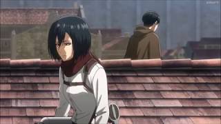 Attack On Titan Season 3 Scene  Levi and Mikasa on the roof [upl. by Xyno]