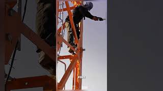 Installing steel pin on the tower frame Satisfying jobs and machinery in the world shorts [upl. by Lynnett851]