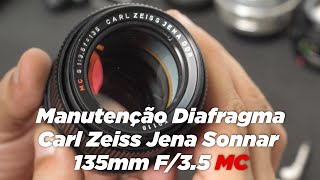 Manutenção Diafragma Carl Zeiss Jena Sonnar 135mm F35 MC [upl. by Kapoor]