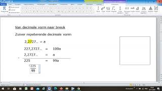 van zuiver repeterende decimale vorm naar breuk [upl. by Laehplar]