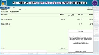 cgst sgst values do not match verify central tax and state tax amount  accounting tallyprime4 [upl. by Linette266]