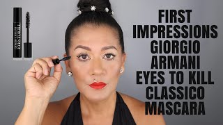 FIRST IMPRESSIONS GIORGIO ARMANI EYES TO KILL CLASSICO MASCARA ON STRAIGHT LASHES [upl. by Germaun]