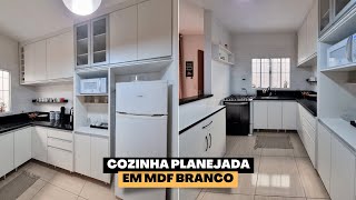 Cozinha Planejada em L  100 em MDF Branco TX  Planeta Moveleiro [upl. by Nosimaj]