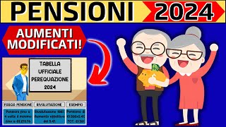 ✅AUMENTI PENSIONI GENNAIO 2024👉TABELLA UFFICIALE PEREQUAZIONE 2024👉CONTROLLA❗️ [upl. by Alemaj]