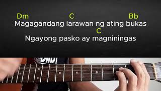 Ngayong Pasko Magniningningang Pilipino Guitar Tutorial with Chords and Lyrics [upl. by Kutzenco]