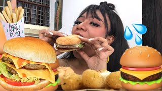 Eating burger 🍔 yummy fast food  MUKBANG KHMER [upl. by Kalam]