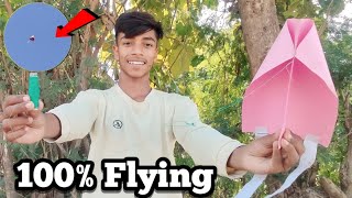 Paper Kite 100 Working And Flying  How To Make Kite [upl. by Ahsinak]