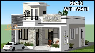 30x30 3 Room South Facing 3D House Plan With Vastu  South Facing Villa Design  Gopal Architecture [upl. by Herb599]