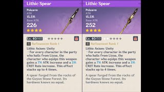 Lithic Spear weapon appearance base vs ascended in Genshin Impact [upl. by Hennessey351]