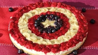 HOW TO MAKE A NOBAKE CAPTAIN AMERICA CHEESECAKE [upl. by Bergeron]