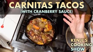 Skillet Carnitas SlowCooked Mexican Pork Shoulder in a Cast Iron Pan  Kenjis Cooking Show [upl. by Ot618]