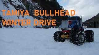 ” TAMIYA MONSTER TRUCK BULLHEAD ”WINTER DRIVE [upl. by Lesiram]