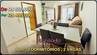 169 APARTAMENTO MOBILIADO NA GUILHERMINA 2 DORMITÓRIOS 2 VAGAS  PRAIA GRANDE [upl. by Reddy71]