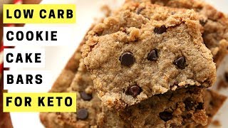 KETO RECIPES  Chocolate Chip Cookie Cake Bars  Easy Low Carb Keto Desserts [upl. by Gisella]