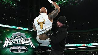 The Undertaker delivers an epic Chokeslam to The Rock WrestleMania XL Sunday highlights [upl. by Hunt]