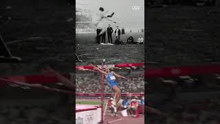 Dick Fosbury revolutionized the high jump in 1968 😵‍💫Olympics HighJump Athletics [upl. by Wolenik940]