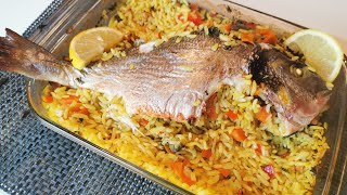 DAURADE au four 🐟 riz safrané légumes allégé en graisses délicieux Recettes amp diététique [upl. by Ulita120]