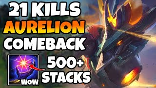 21 Kills 500 Stardust 900 AP Aurelion Sol comeback [upl. by Donaugh]