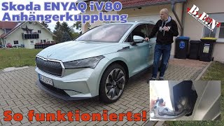 Skoda Enyaq iV80 So funktioniert die Anhängerkupplung bei diesem Elektroauto [upl. by Fisuoy910]