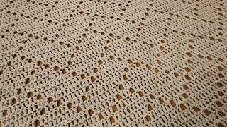 Herringbone Filet Blanket  Crochet Tutorial [upl. by Davin]