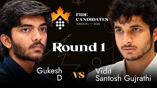 Gukesh D  Vidit Gujrathi  FIDE Candidates 2024 [upl. by Ebaj]