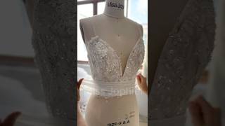 Making a corset V neck beaded floral bridal gown dress hautecouture fashion fashionblogger [upl. by Clarisse684]