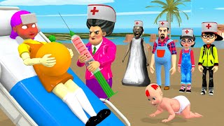 Scary Teacher 3D vs Squid Game Rescuing Pregnant DOLL Drowned 5 Times Challenge [upl. by Pincus]