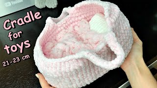 Crochet Cradle Bassinet for toys 2123 cm 89quot  Video Tutorial [upl. by Enitnatsnoc]