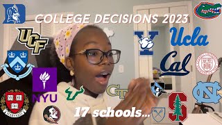 17 COLLEGE DECISION REACTIONS 2023 realistic and somewhat unenthusiastic Ivies UCs NYU Duke… [upl. by Jochebed55]