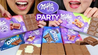 ASMR MILKA CHOCOLATE PARTY 초콜릿 리얼사운드 먹방 チョコレートcoklat चॉकलेट  KimampLiz ASMR [upl. by Ramses]