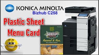 Konica Minolta Bizhub C258 Colour Digital printing Machine 12x18 Nontarabale Menu Card Printing [upl. by Vrablik144]