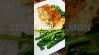 CREAMY STUFFED SALMON easyrecipe salmonrecipes mukbang [upl. by Opaline]