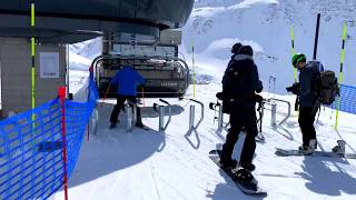 Sesselbahn Schneehüenerstock mit Piste Skiarena AndermattSedrun 642018 [upl. by Yddub425]