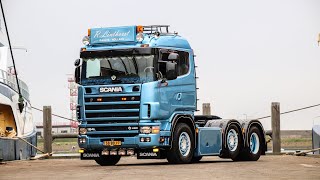 R LINTHORST SCANIA 164 480 V8 OPEN PIPE SOUND ONBOARD [upl. by Birdie]