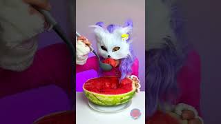 Wie essen Katzen Wassermelonen 🍉 [upl. by Aneleasor764]