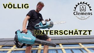 Makita Kettensäge und Laubbläser in Aktion  Einblicke in einem Wissel Holzhaus [upl. by Yeldud]