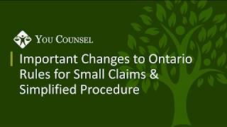 Important Changes to Ontario Rules for Small Claims and Simplified Procedure [upl. by Aicila808]