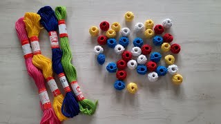 How to make cotton thread beads for NecklaceHandmade cotton ball making at homesimple and easy [upl. by Acquah]