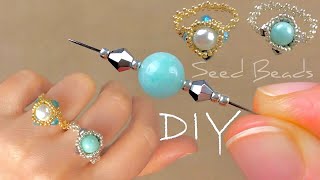 DIY Beaded Ring Tutorial  How to Make a Ring with Beads [upl. by Ecinwahs]