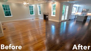 Refinishing Hardwood Floors Sanding Staining And Applying Polyurethane [upl. by Bugbee17]