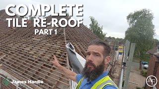 COMPLETE TILE REROOF PART 1 [upl. by Enihpesoj185]